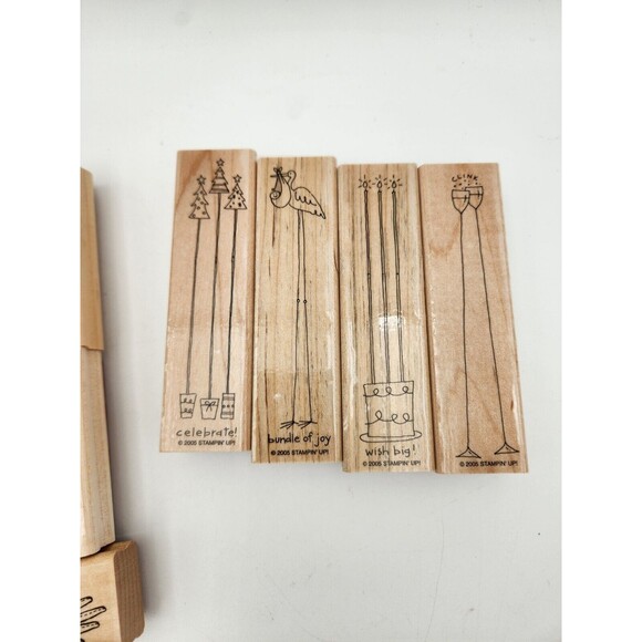 Lot Of 2 Stampin Up wooden stamp Sets Along the Same Lines & Laundry Notes - Picture 3 of 7